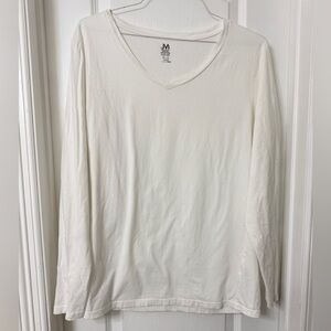 JM white long sleeve v neck tee 100% cotton size 3X